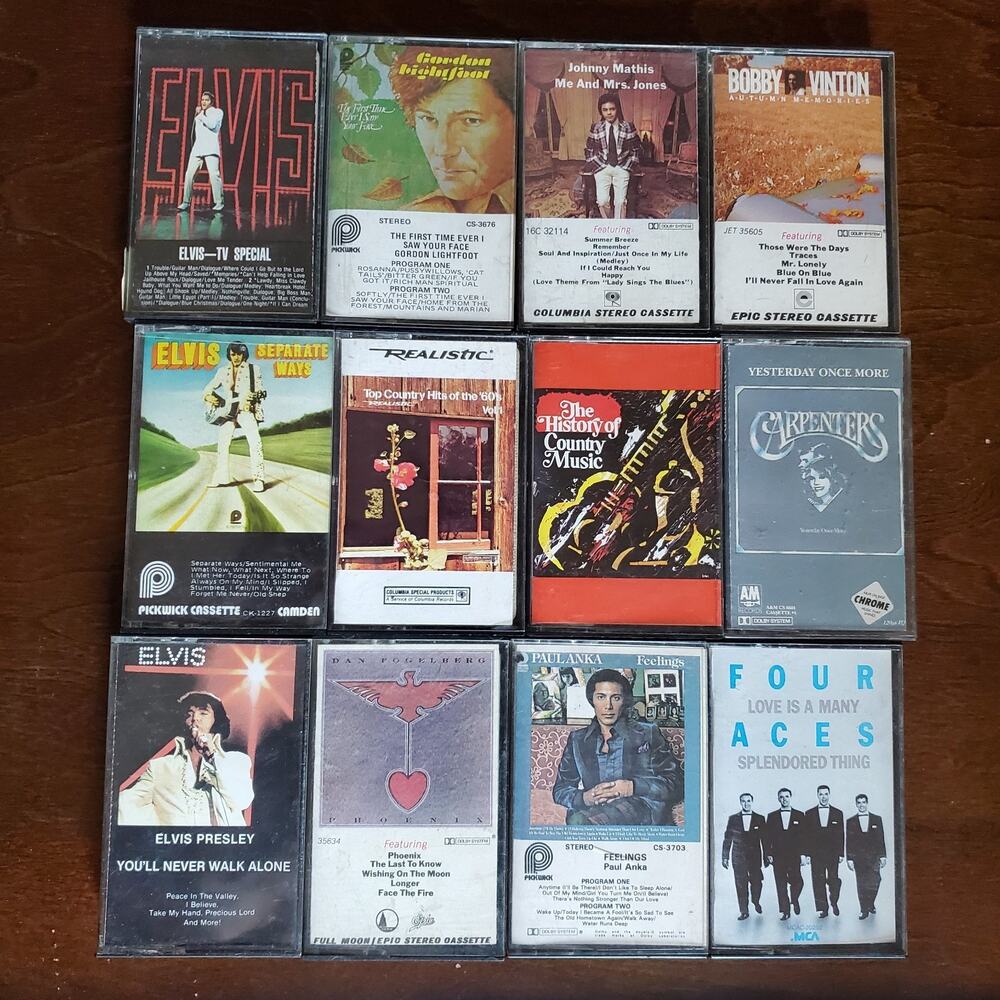 Carpenters Elvis Cassette Tapes Country Hits Gordon Lightfoot Johnny Mathis Anka